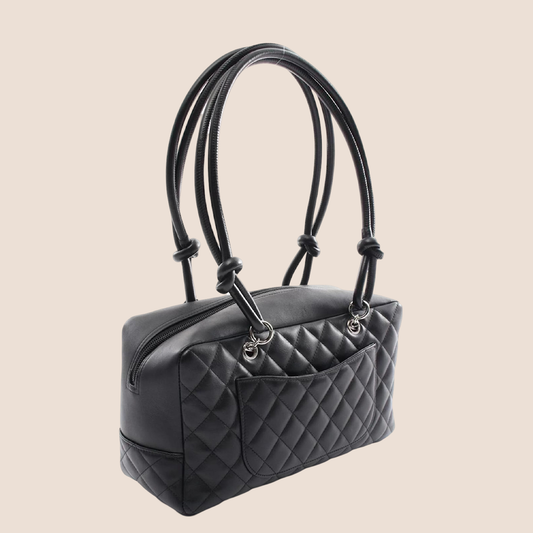 CHANEL 2006 BLACK CC LOGO CAMBON BOWLING BAG