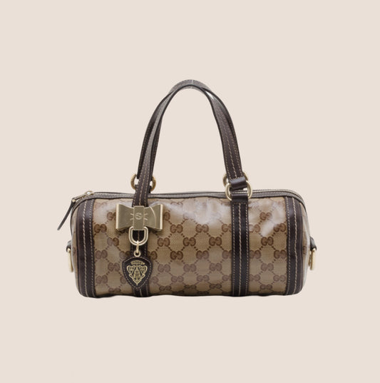 GUCCI BROWN DUCHESSA BARREL BAG