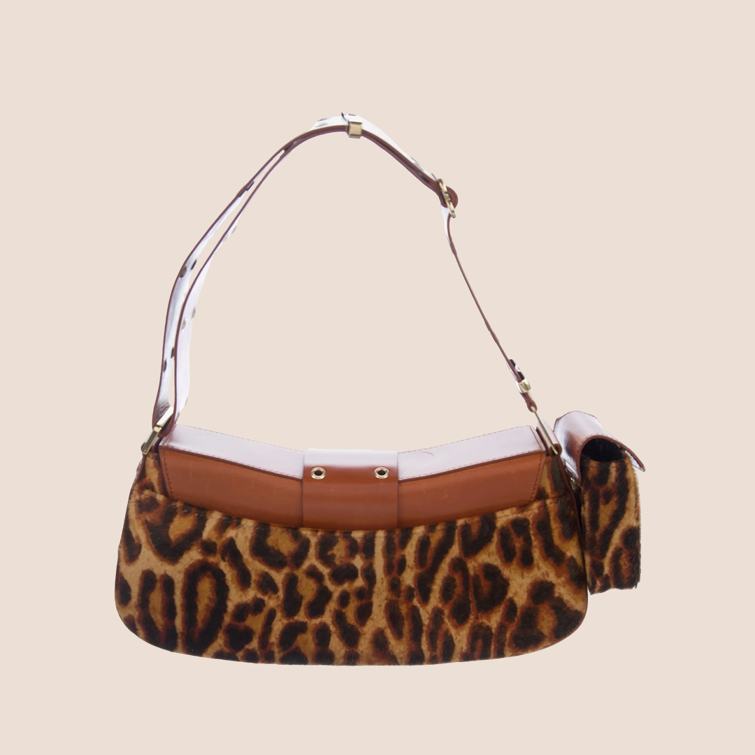 CHRISTIAN DIOR 2005 PONYHAIR LEOPARD PRINT STREET CHIC COLUMBUS BAG