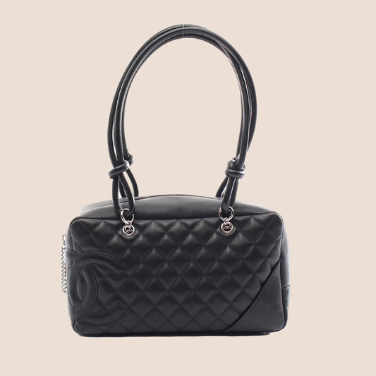 CHANEL 2006 BLACK CC LOGO CAMBON BOWLING BAG