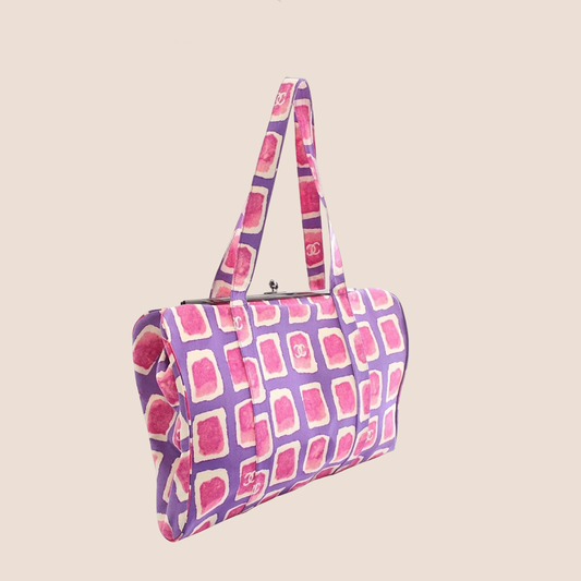 CHANEL PINK & PURPLE COCO MARK TOTE BAG