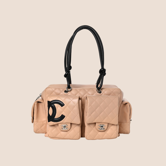 CHANEL BEIGE QUILTED CAMBON MULTIPOCKET REPORTER BAG