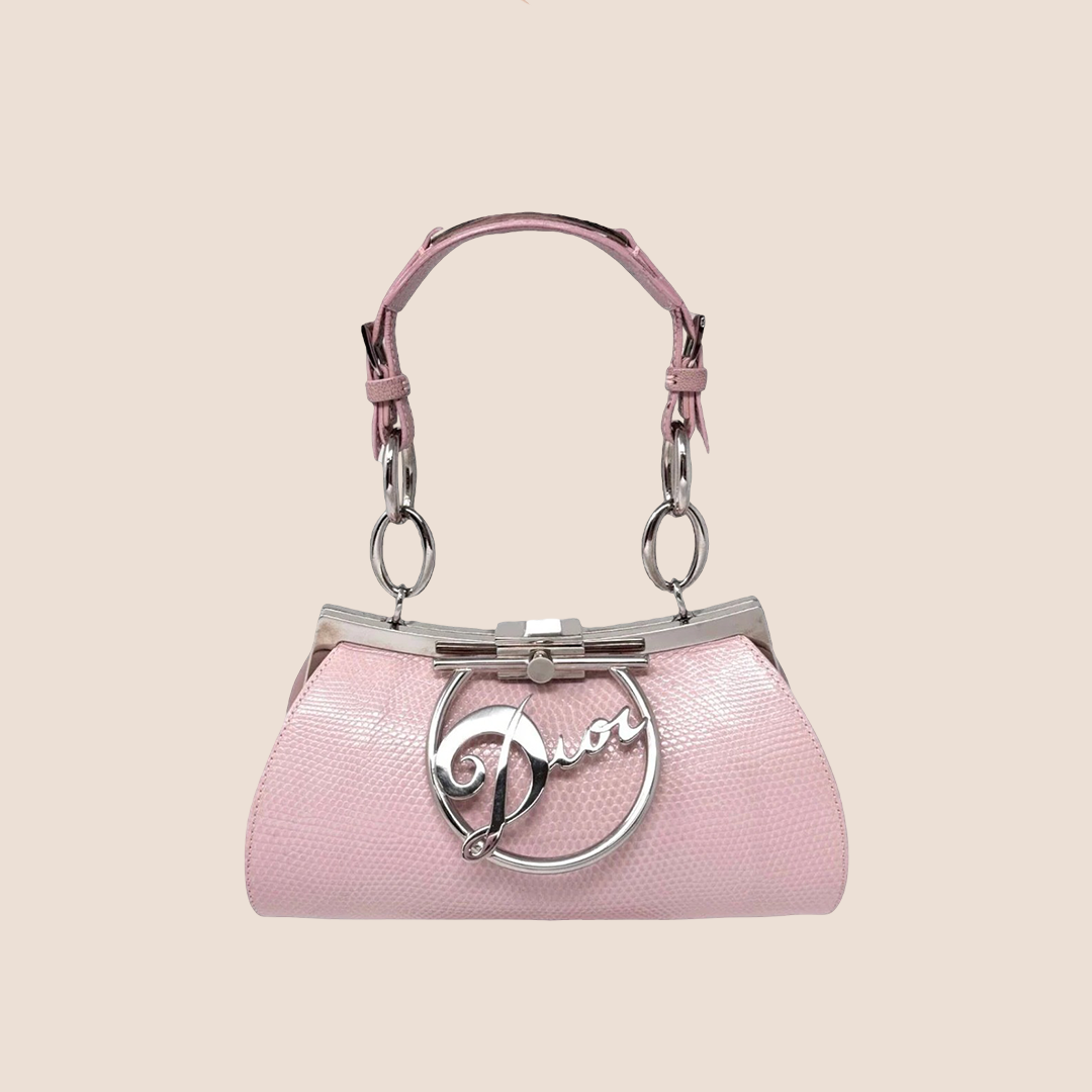 CHRISTIAN DIOR 2000 PINK SNAKESKIN DIVA BAG