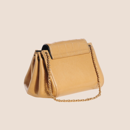 CHANEL BEIGE CHOCOLATE BAR FLAP SHOULDER BAG