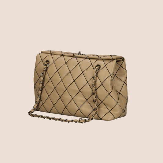CHANEL 2002 NATURAL BEIGE TOTE BAG
