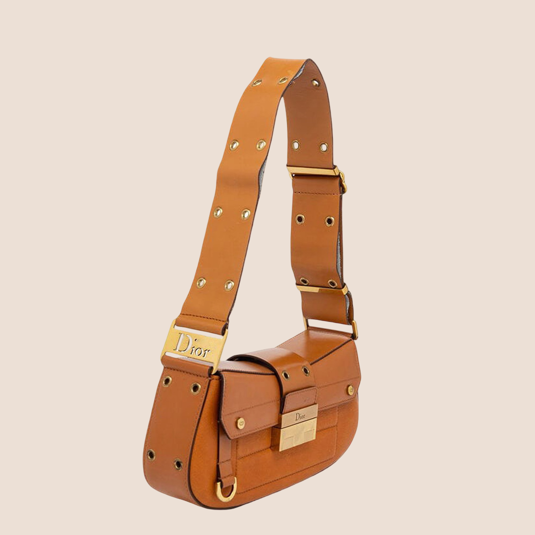 CHRISTIAN DIOR 2003 BROWN LEATHER STREET CHIC COLUMBUS BAG