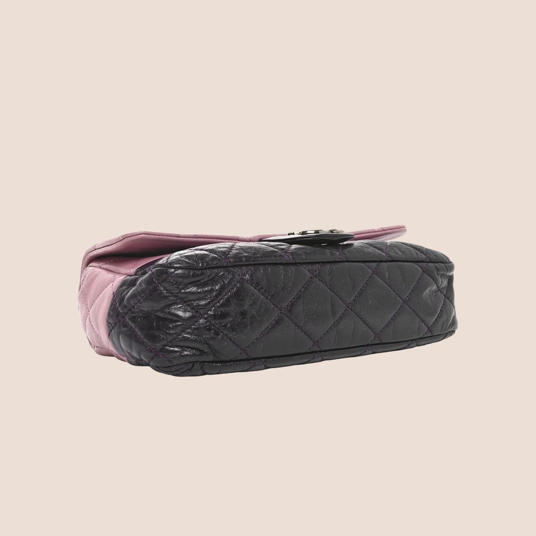 CHANEL BICOLOR PINK & NAVY LAMBSKIN FLAP BAG