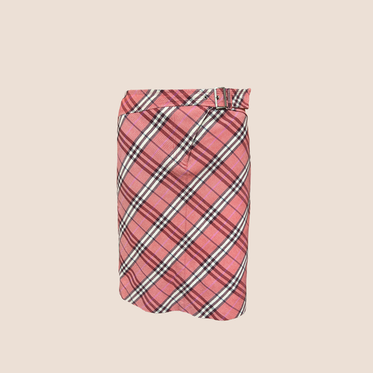 BURBERRY BELTED PINK SKIRT