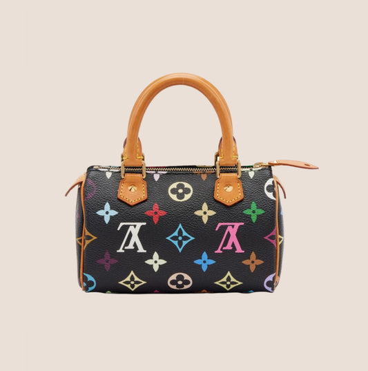 LOUIS VUITTON 2005 BLACK MULTICOLOR MONOGRAM NANO SPEEDY BAG