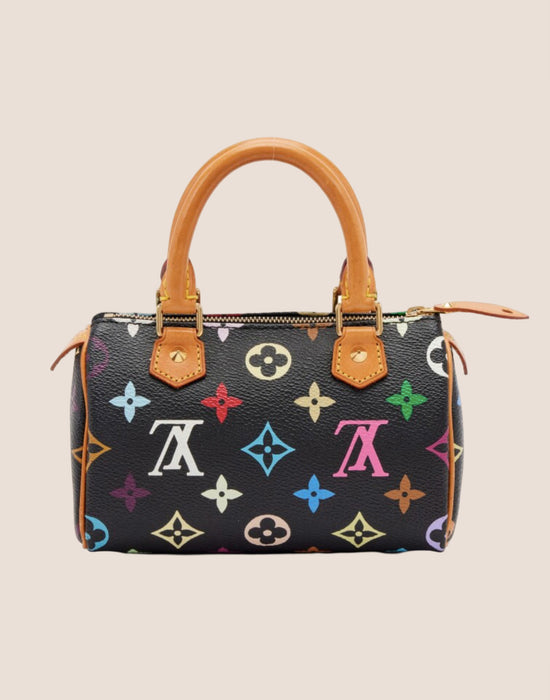 LOUIS VUITTON 2005 BLACK MULTICOLOR MONOGRAM NANO SPEEDY BAG