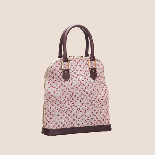 LOUIS VUITTON BURGUNDY & PINK MONOGRAM MINI LIN ALMA HANDBAG