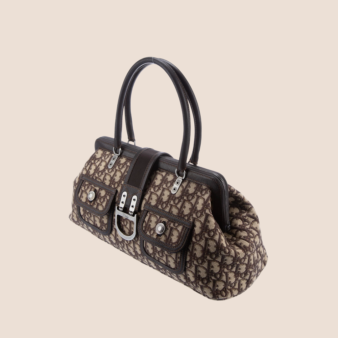 CHRISTIAN DIOR 2006 BROWN DIORISSIMO TROTTER FLIGHT FRAME BAG
