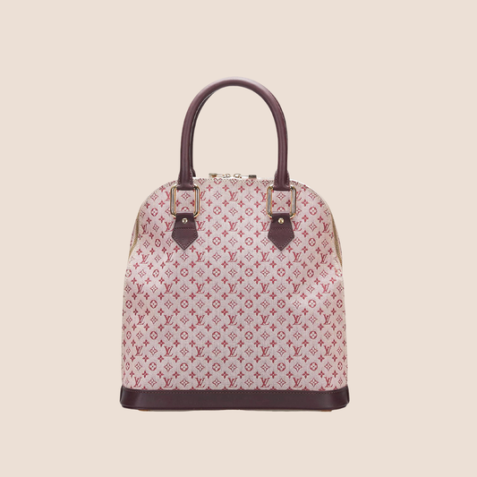 LOUIS VUITTON BURGUNDY & PINK MONOGRAM MINI LIN ALMA HANDBAG