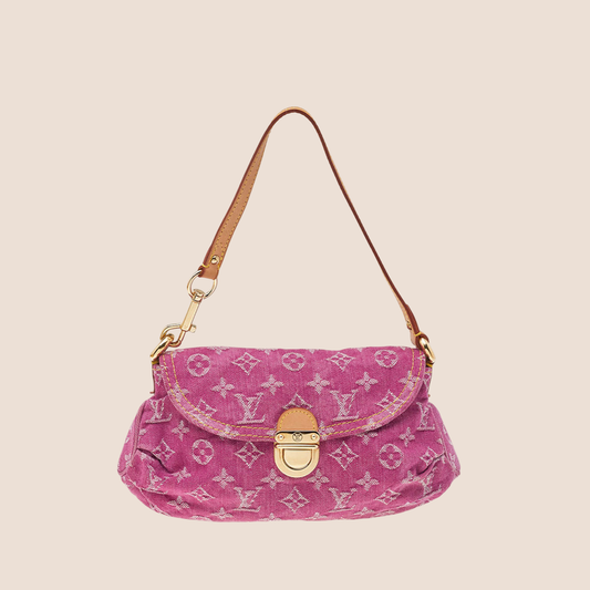 LOUIS VUITTON FUCHSIA MONOGRAM DENIM MINI PLEATY BAG
