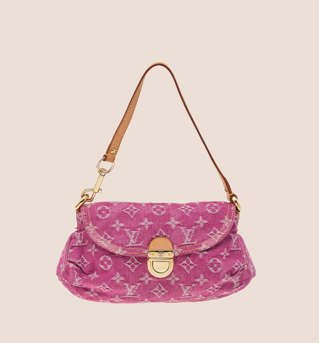 LOUIS VUITTON FUCHSIA MONOGRAM DENIM MINI PLEATY BAG