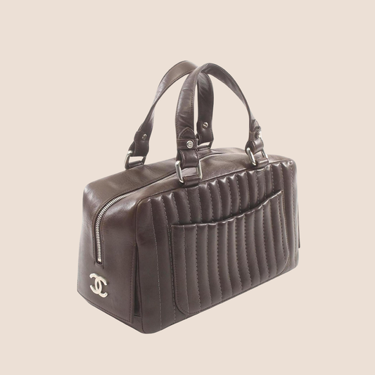 CHANEL BROWN LEATHER MADEMOISELLE BOSTON BAG