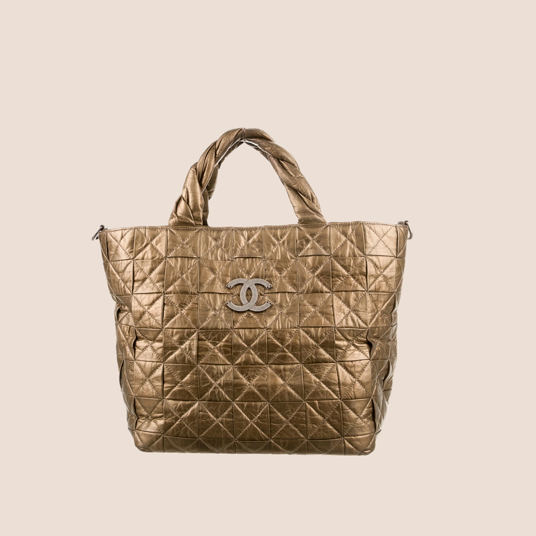 CHANEL 2009 LARGE BRONZE ORIGAMI TOTE BAG