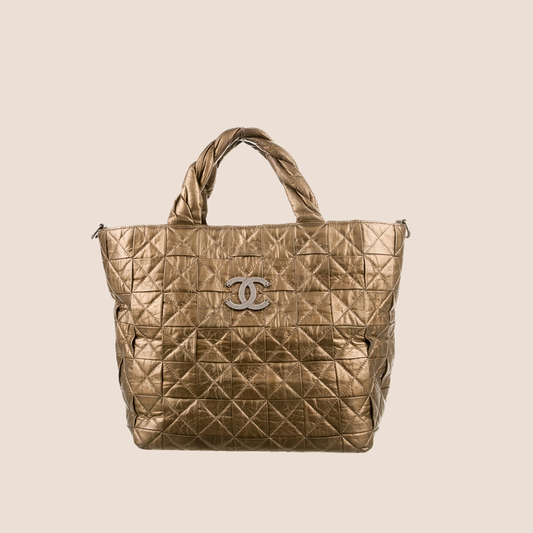 CHANEL 2009 LARGE BRONZE ORIGAMI TOTE BAG