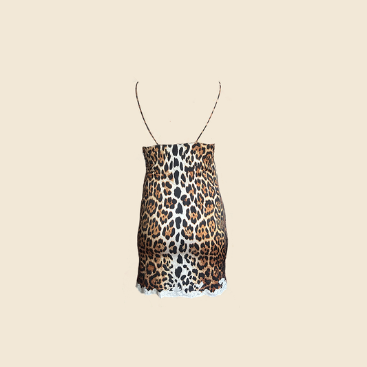 CHRISTIAN DIOR SPRING 2008 SILK LEOPARD PRINT MINI DRESS