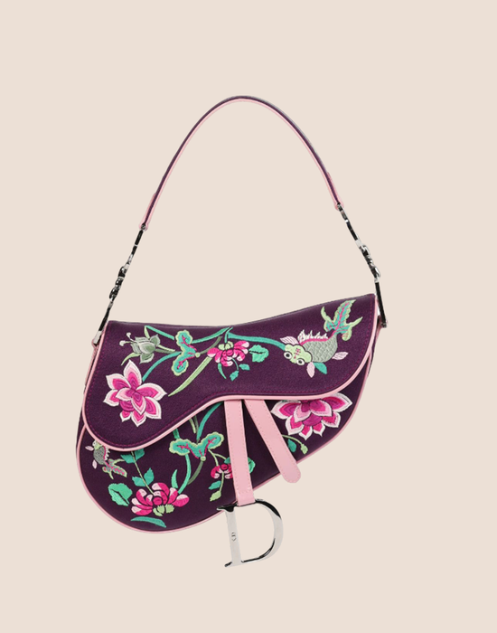 Christian Dior 2003 Purple Silk Koi Saddle bag