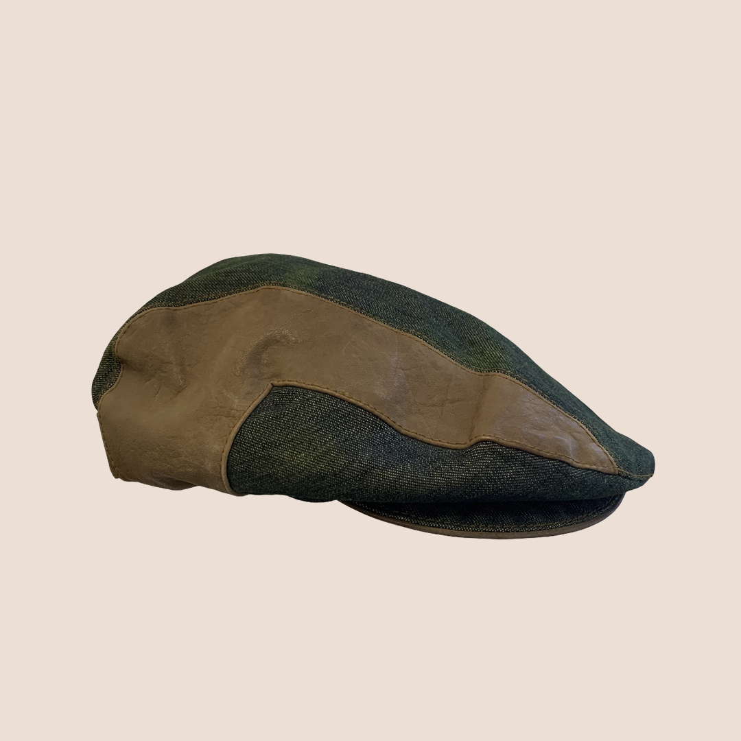 CHRISTIAN DIOR 2006 KHAKI WASHED DENIM GAUCHO BERET