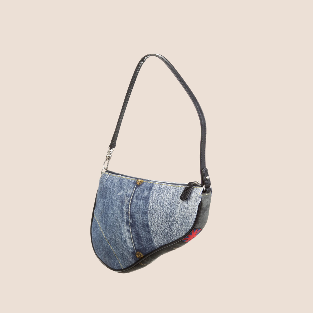 CHRISTIAN DIOR 2001 DENIM MINI SADDLE BAG