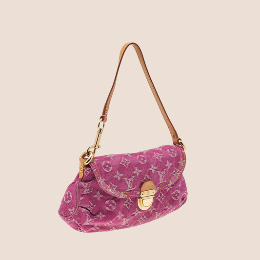 LOUIS VUITTON FUCHSIA MONOGRAM DENIM MINI PLEATY BAG