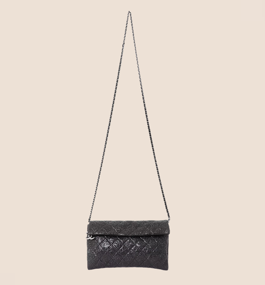 CHANEL 2014 BLACK IRIDESCENT CHAIN CLUTCH