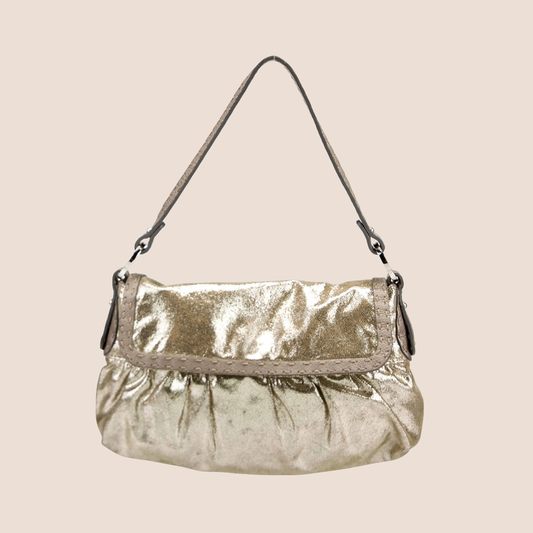 FENDI METALLIC SELLERIA GOLD GLITTER CHEF BAG
