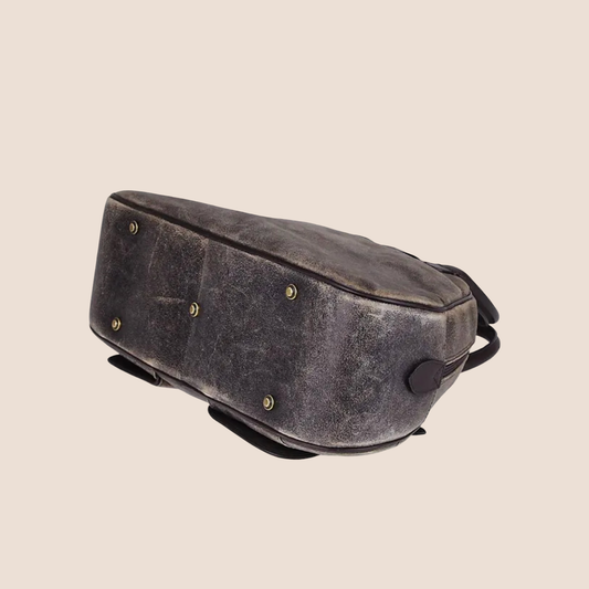 CHRISTIAN DIOR BROWN AGED LEATHER EFFECT DOUBLE SADDLE BAG