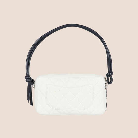 CHANEL 2005 WHITE & BLACK PYTHON CAMBON CC POCHETTE BAG