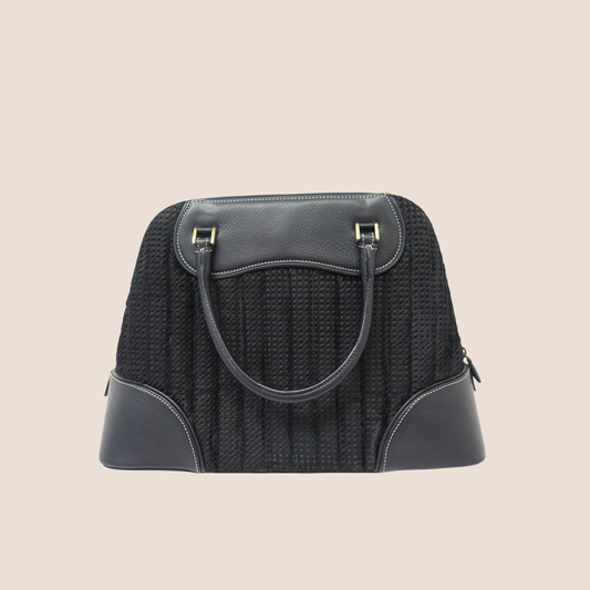 CHRISTIAN DIOR BLACK LEATHER CADILLAC MONTAIGNE TOTE BAG