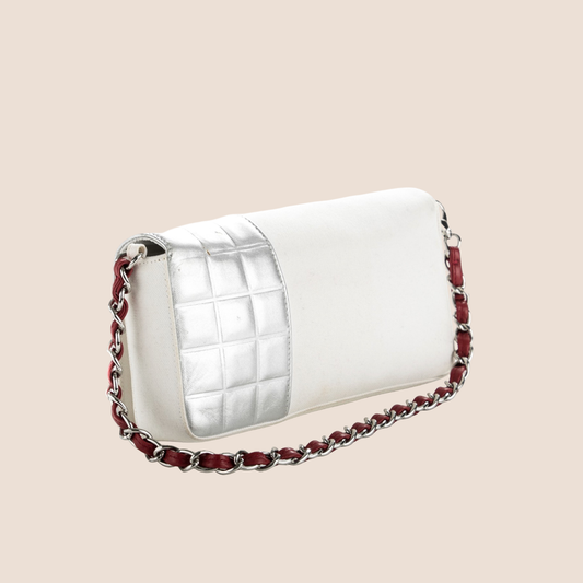 CHANEL 2002 METALLIC CANVAS CC N°5 FLAP BAG