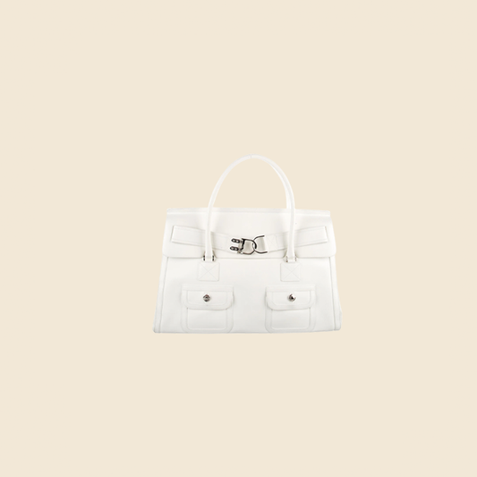 CHRISTIAN DIOR 2005 FLIGHT WHITE LEATHER WEEKEND BAG