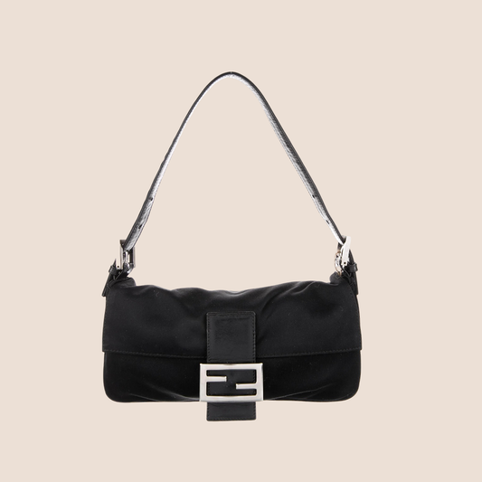 FENDI 2000 BLACK NEOPRENE BAGUETTE BAG