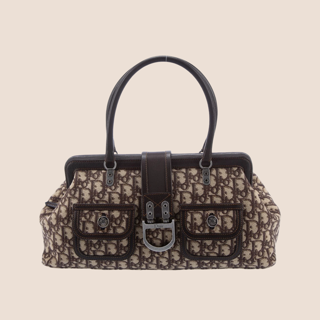 CHRISTIAN DIOR 2006 BROWN DIORISSIMO TROTTER FLIGHT FRAME BAG