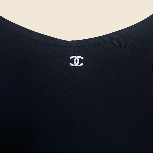 CHANEL CC LOGO BLACK DRESS