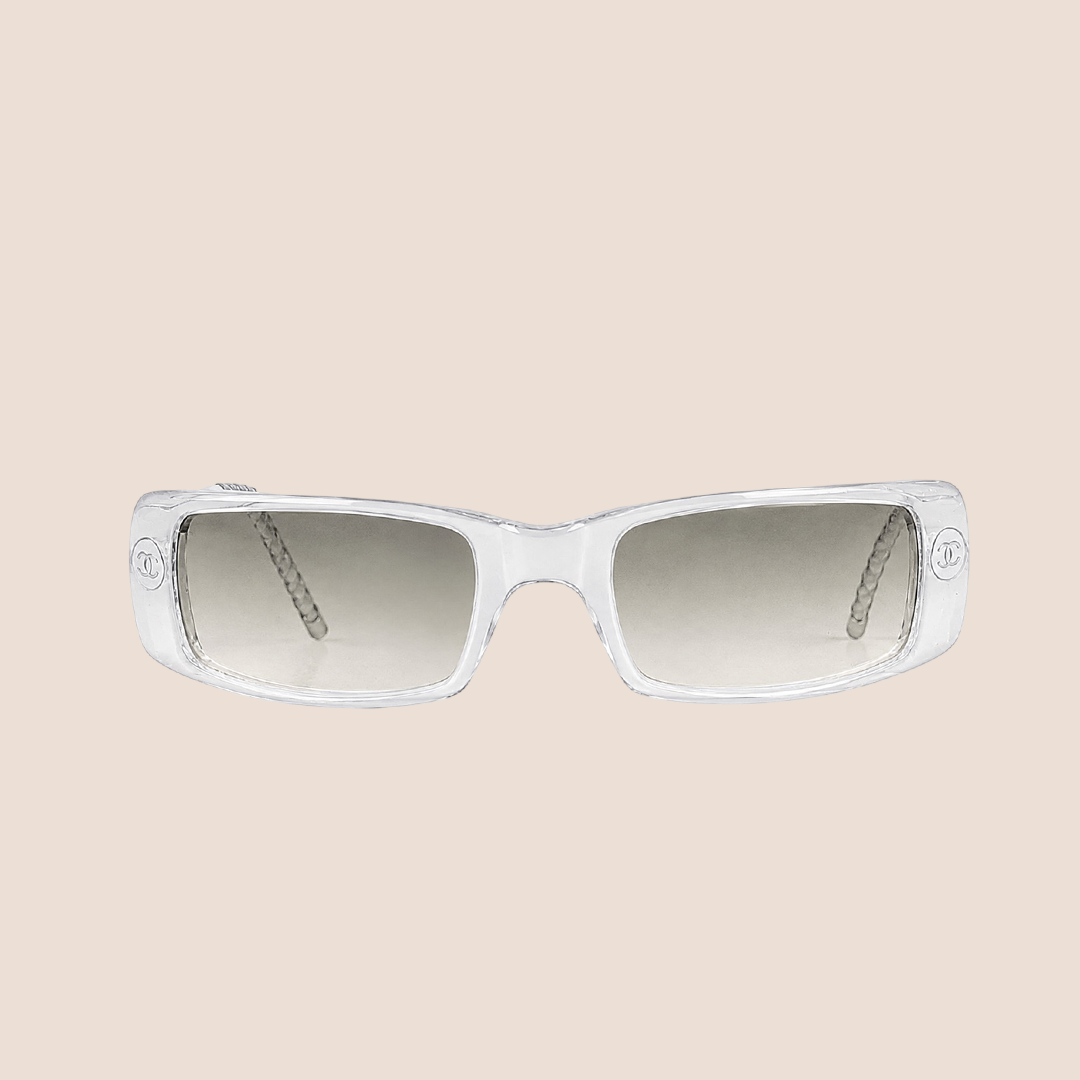 CHANEL 1990s TRANSPARENT RECTANGLE SUNGLASSES