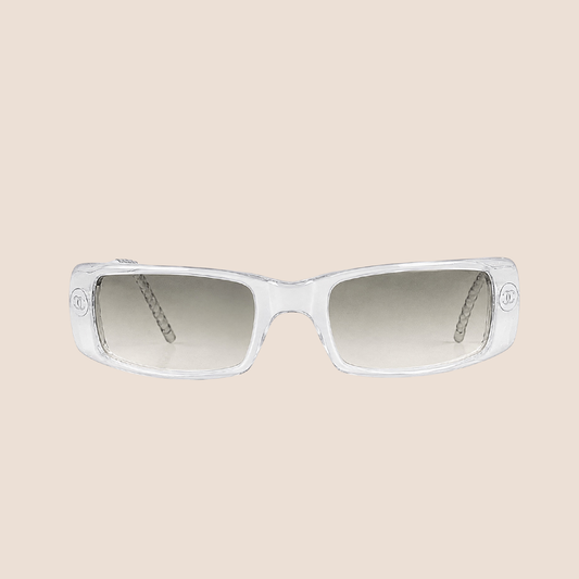CHANEL 1990s TRANSPARENT RECTANGLE SUNGLASSES