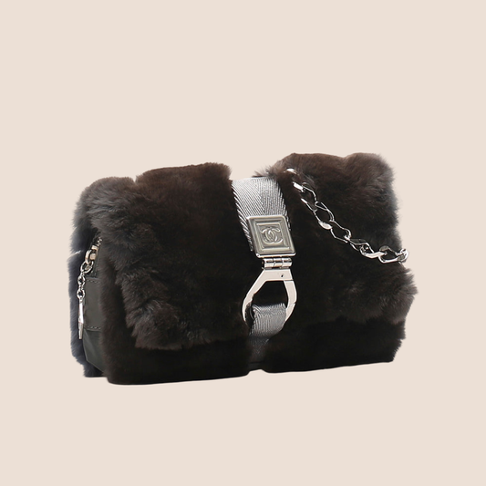CHANEL 2005 LIMITED EDITION RABBIT FUR FLAP BAG