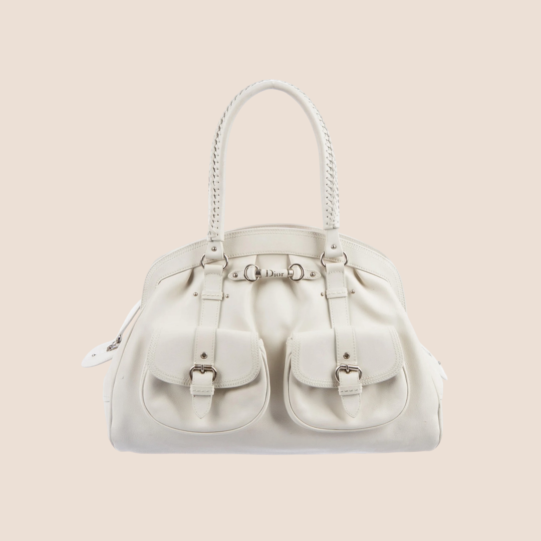 CHRISTIAN DIOR WHITE LEATHER MY DIOR FRAME BAG