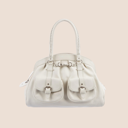 CHRISTIAN DIOR WHITE LEATHER MY DIOR FRAME BAG