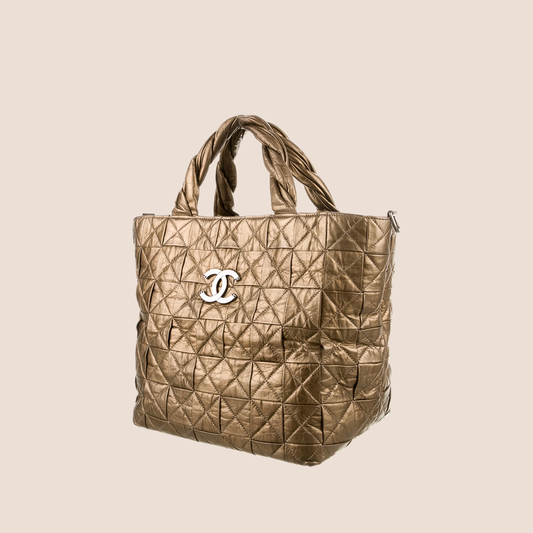 CHANEL 2009 LARGE BRONZE ORIGAMI TOTE BAG