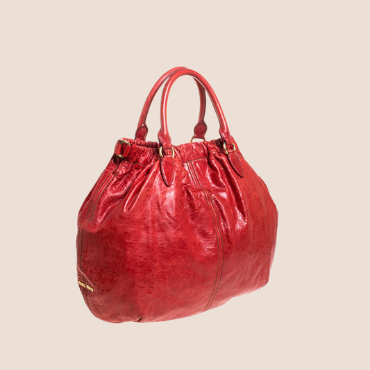 MIU MIU 2000 RED LEATHER HOBO BAG