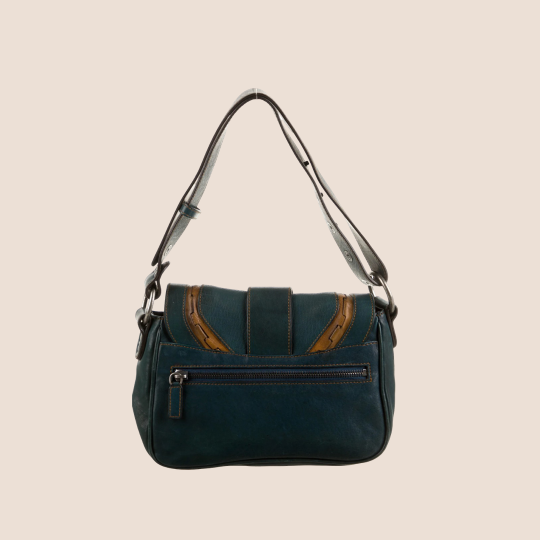 CHRISTIAN DIOR 2004 BLUE LEATHER MINI GAUCHO BAG