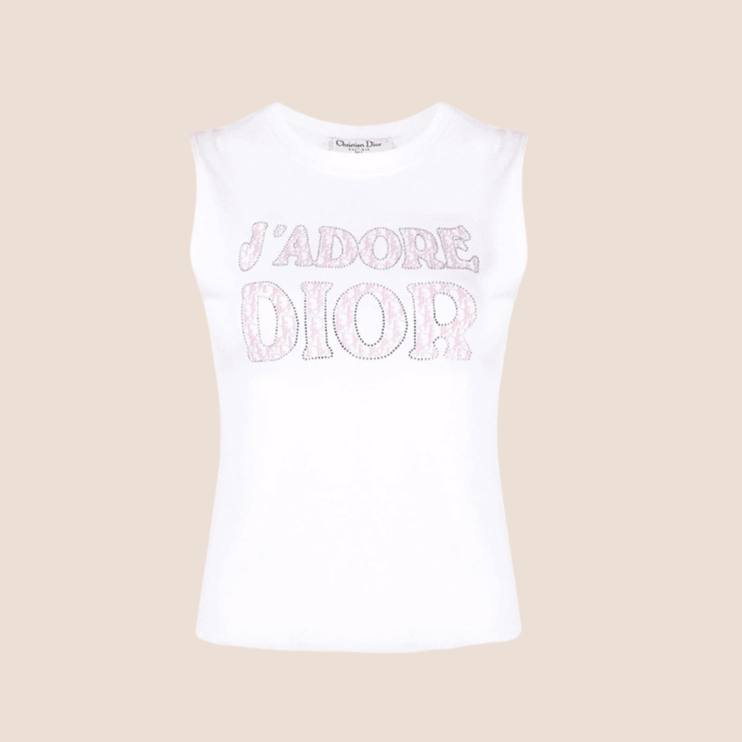 CHRISTIAN DIOR 2004 'J'ADORE DIOR' PINK TROTTER RHINESTONE TANK