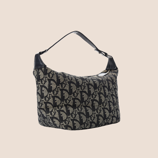 CHRISTIAN DIOR NAVY GREY TROTTER CANVAS MINI HANDBAG