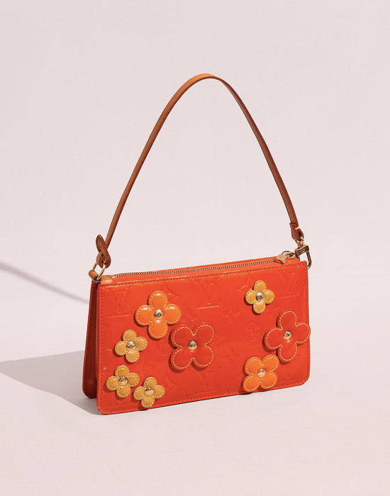 LOUIS VUITTON ORANGE MONOGRAM VERNIS LEXINGTON FLOWERS POCHETTE