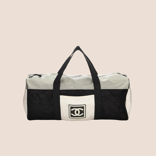 CHANEL 1990 SPORT GREY & BLACK MESH DUFFLE BAG