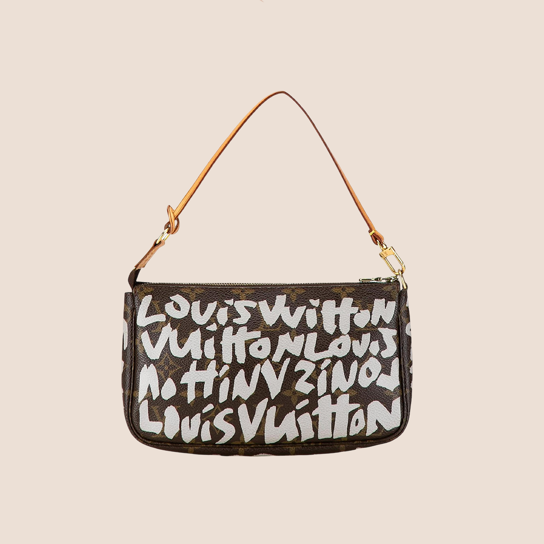 LOUIS VUITTON x STEPHEN SPROUSE BROWN GRAFFITI POCHETTE ACCESSOIRES